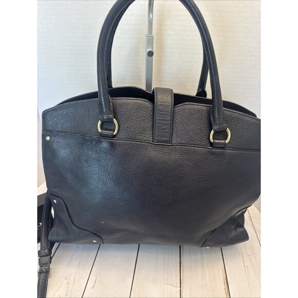 Coach Navy Mercer Leather Satchel Double Handles Crossbody Purse 14x10x5" VGUC* - Picture 4 of 10